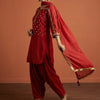 Straight fit top with relaxed fit pants Suit - Crimson Red