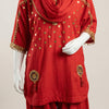 Straight fit top with relaxed fit pants Suit - Crimson Red