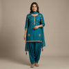 Straight fit top with relaxed fit pants Suit - Teal Blue