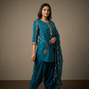 Straight fit top with relaxed fit pants Suit - Teal Blue