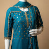 Straight fit top with relaxed fit pants Suit - Teal Blue