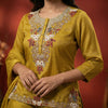 Straight-cut top with flared palazzo pants Suit - Olive Green