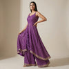 A-line top with flared layered bottom Suit - Radiant Purple