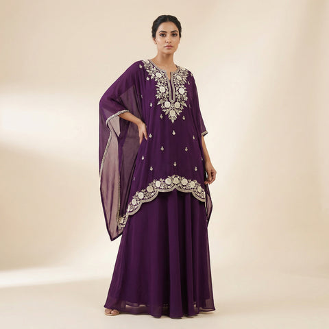 Relaxed fit top with straight-leg pants Suit - Regal Purple