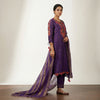 Straight, with three-quarter sleeves Suit - Deep Purple