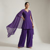 Relaxed fit top with straight pants Suit - Deep Violet