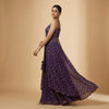Fitted crop top with flowing asymmetrical skirt Suit - Royal Purple