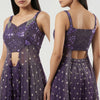 Fitted crop top with flowing asymmetrical skirt Suit - Royal Purple
