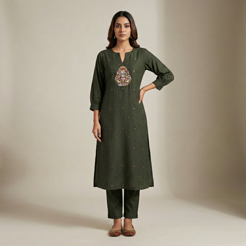 A-line Suit - Olive Green