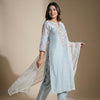 Straight fit kurta with straight pants Suit - Soft Turquoise