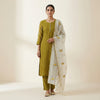 Straight, Slim-fit pants Suit - Olive Green