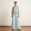 A-line top with relaxed, wide-leg pants Suit - Tranquil Turquoise