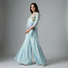 A-line top with relaxed, wide-leg pants Suit - Tranquil Turquoise