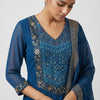 Straight fit kurta with wide leg palazzo pants Suit - Teal Blue