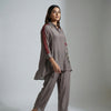 Relaxed fit top with wide-leg pants Suit - Stone Gray