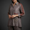 Relaxed fit top with wide-leg pants Suit - Stone Gray