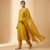 Straight fit kurta with slim fit pants Suit - Golden Yellow