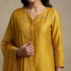 Straight fit kurta with slim fit pants Suit - Golden Yellow