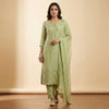 Straight fit kurta with slim fit pants Suit - Olive Green