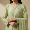 Straight fit kurta with slim fit pants Suit - Olive Green