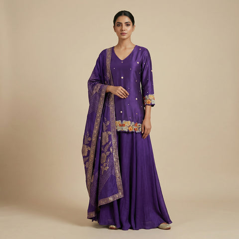 A-line top with a flared skirt Suit - Royal Purple