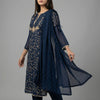 Straight fit kurti with narrow fit pants Suit - Deep Indigo Purple