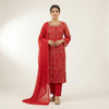 Straight fit kurta with straight pants Set - Crimson Red