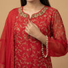 Straight fit kurta with straight pants Set - Crimson Red