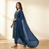 Straight fit kurta with straight pants Set - Midnight Blue