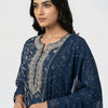 Straight fit kurta with straight pants Set - Midnight Blue
