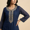 Straight fit kurta with straight pants Set - Twilight Purple