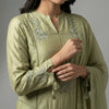 Straight fit kurta with tailored pants Suit - Sage Green