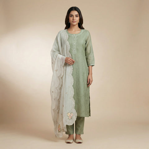 Straight fit kurta with straight pants Suit - Pale Green