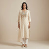 Straight fit kurta with relaxed pants. Suit - Classic Off White