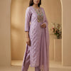 Straight fit kurta with relaxed pants. Suit - Dusty Mauve