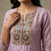 Straight fit kurta with relaxed pants. Suit - Dusty Mauve