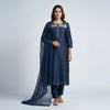 Straight kurta with slim-fit pants Suit - Midnight Blue