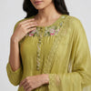Straight kurta with slim-fit pants Suit - Olive Green
