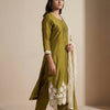 Straight fit kurta with straight pants. Suit - Olive Green
