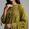 Straight fit kurta with straight pants Suit - Olive Green