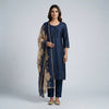 Straight fit kurti with straight pants Suit - Midnight Blue