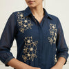 Straight fit kurta with relaxed straight pants Set - Midnight Blue