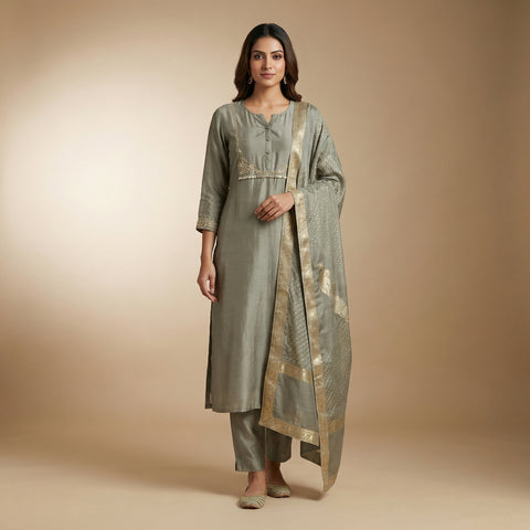Straight kurta with slim pants Suit - Sage Green