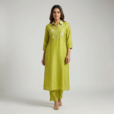 Straight fit with relaxed pants Suit - Olive Green