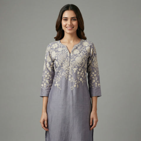 Straight A-line Suit - Lavender Purple