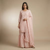 Straight-fit kurti with ruffled palazzo pants Suit - Blush Pink