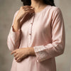 Straight-fit kurti with ruffled palazzo pants Suit - Blush Pink
