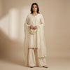Straight-fit kurti with ruffled palazzo pants Suit - Classic Off White