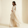 Straight-fit kurti with ruffled palazzo pants Suit - Classic Off White