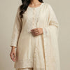Straight-fit kurti with ruffled palazzo pants Suit - Classic Off White
